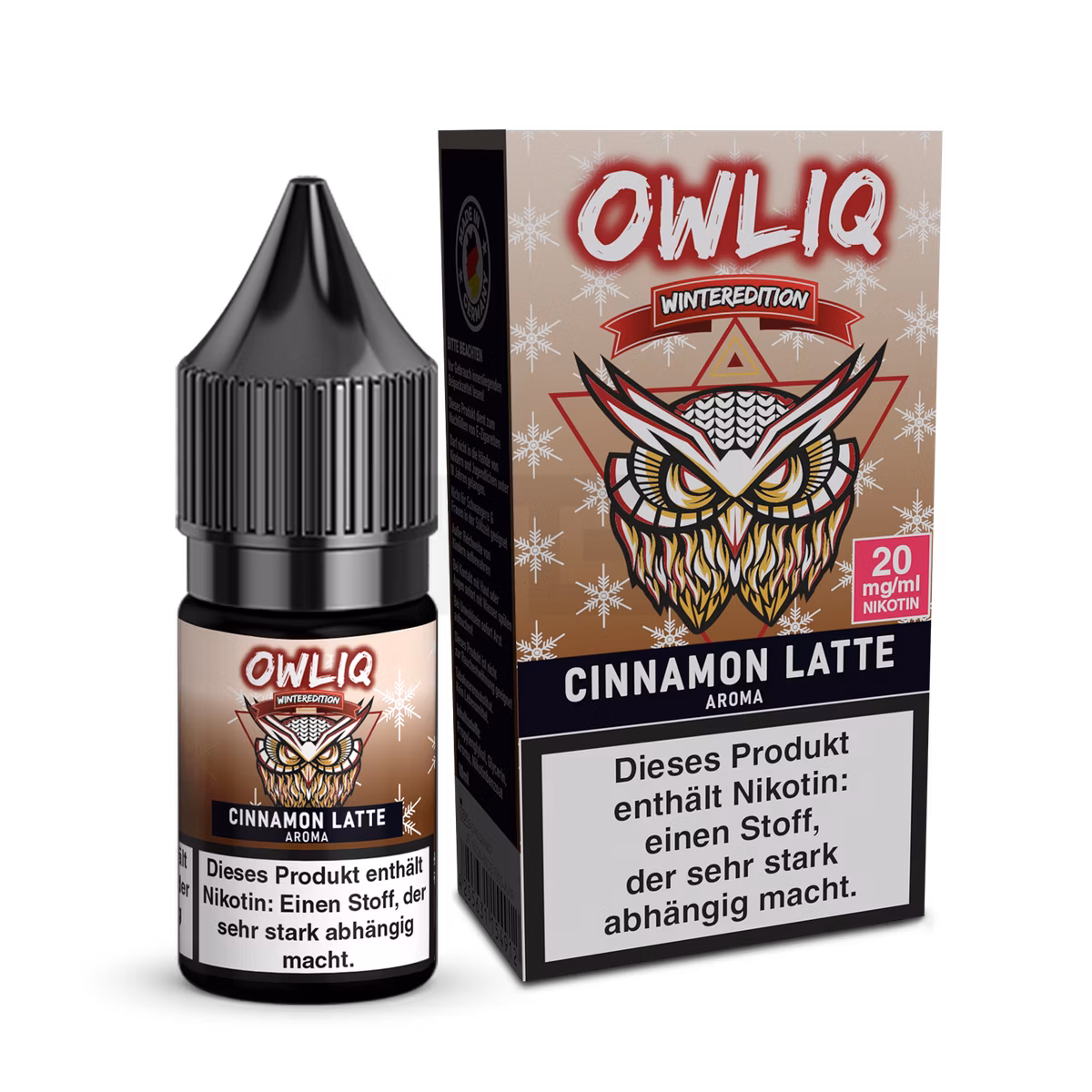 OWLIQ - Winteredition - Nikotinsalz Liquid - 10ml - Cinnamon Latte | Nikotinsalz-Stärke : 20mg | Paketgröße : 1er Packung