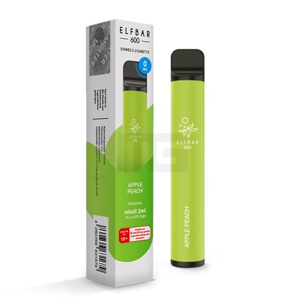 Nikotinfrei - Elfbar - 600 Einweg E-Zigarette - Apple Peach - 0mg Nikotinfrei - Elfbar - 600 Einweg E-Zigarette - Apple Peach - 0mg