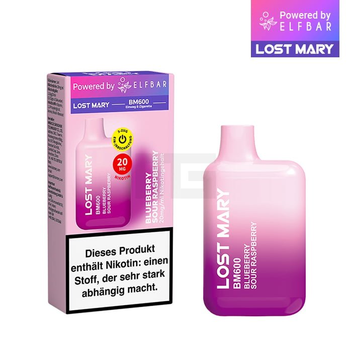 Lost Mary - BM600 - Einweg E-Zigarette - Blueberry Sour Raspberry - 20mg - 1er Packung Lost Mary - BM600 - Einweg E-Zigarette - Blueberry Sour Raspberry - 20mg - 1er Packung
