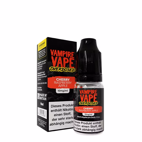 Vampire Vape - Overdosed - Nikotinsalz-Liquid - 10ml - Cherry Raspberry Apple | Nikotinsalz-Stärke : 10mg Vampire Vape - Overdosed - Nikotinsalz-Liquid - 10ml - Cherry Raspberry Apple | Nikotinsalz-Stärke : 10mg