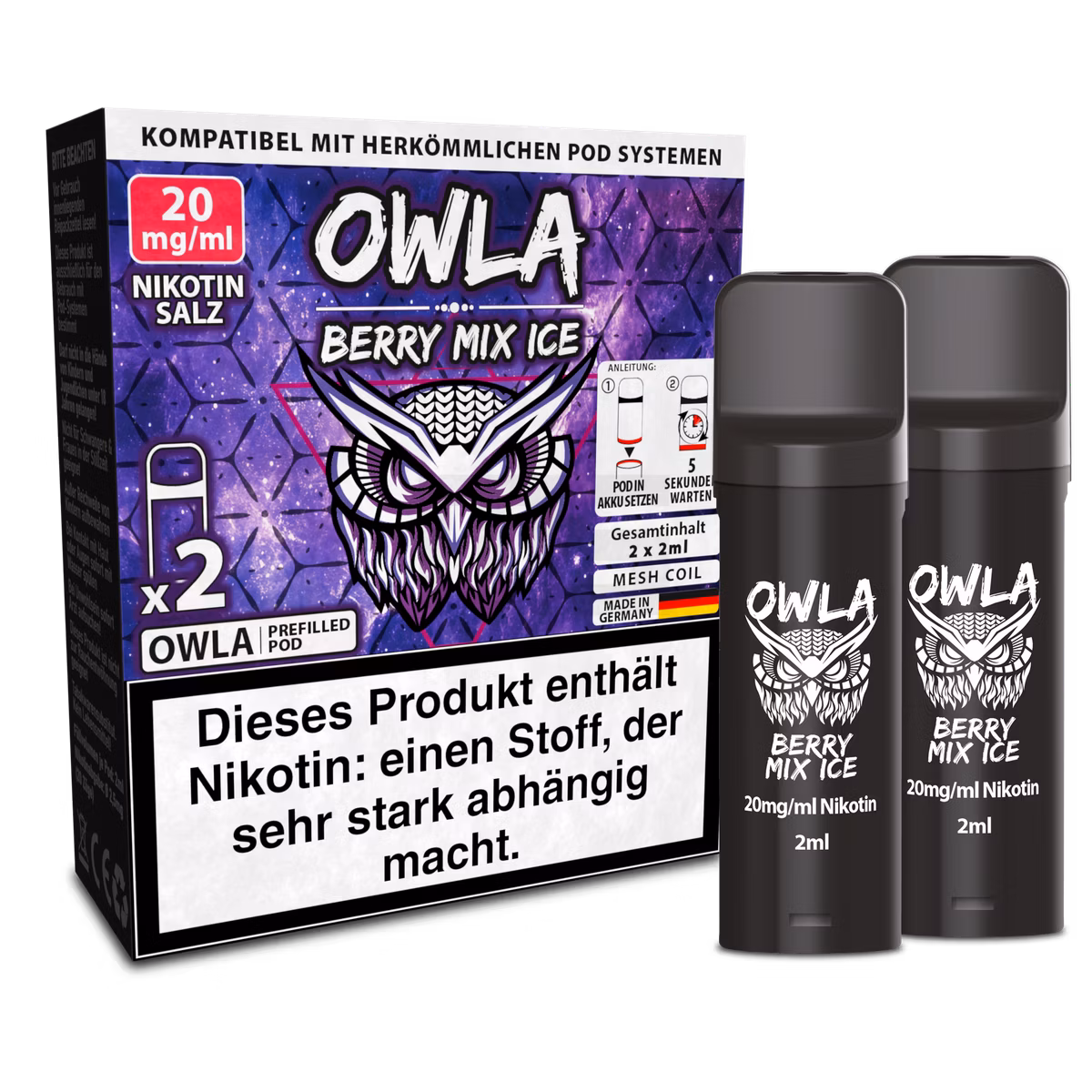OWLA - Prefilled Pods - Berry Mix Ice | Nikotinsalz-Stärke : 20mg | Paketgröße : 1er Packung