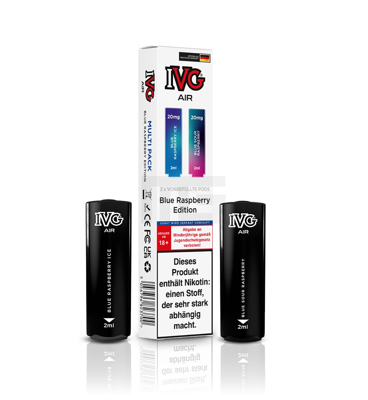 IVG - AIR - Prefilled Pod - Multi Flavour Edition - 2ml - Blue Raspberry Edition (Blue Raspberry Ice & Blue Sour Raspberry) | Nikotinsalz-Stärke : 20mg | Paketgröße : 1er Packung IVG - AIR - Prefilled Pod - Multi Flavour Edition - 2ml - Blue Raspberry Edition (Blue Raspberry Ice & Blue Sour Raspberry) | Nikotinsalz-Stärke : 20mg | Paketgröße : 1er Packung