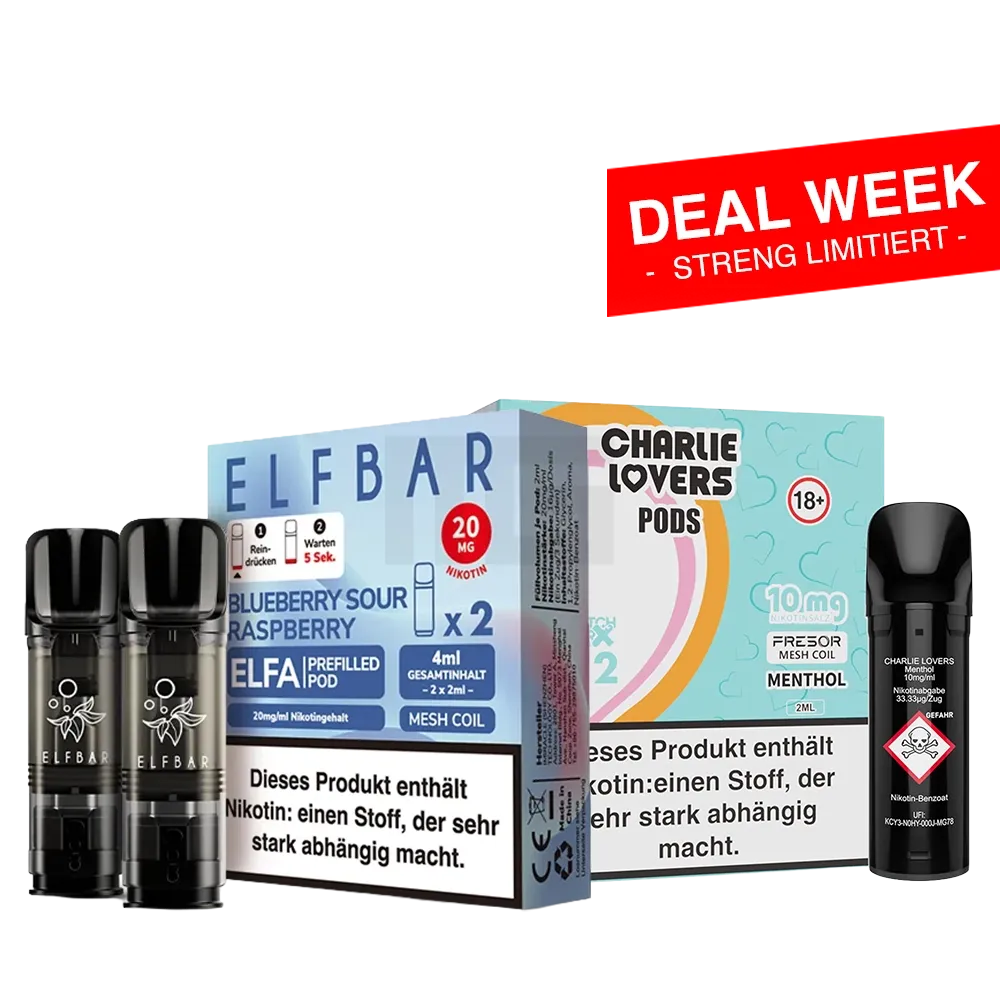 ELFBAR ELFA Prefilled Pods + Charlie Lovers Prefilled Pods Starter Kit ELFBAR ELFA Prefilled Pods + Charlie Lovers Prefilled Pods Starter Kit