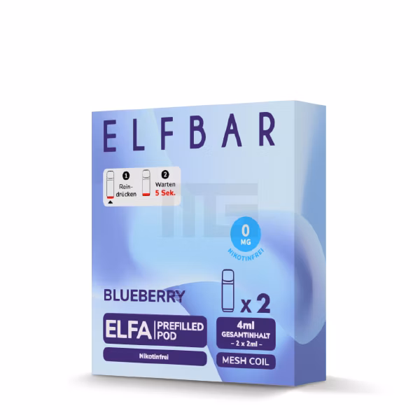 Elfbar - ELFA - Prefilled Pod - 2ml - 2er Pack - Nikotinfrei - Blueberry