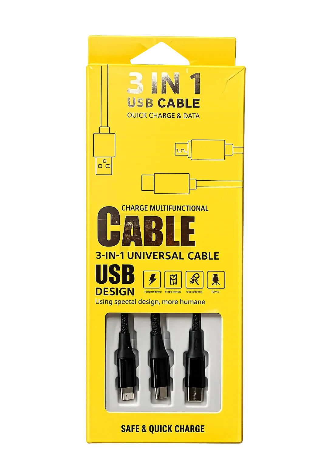 ICEWAVE - USB-Kabel 3in1 - Schwarz - 1m