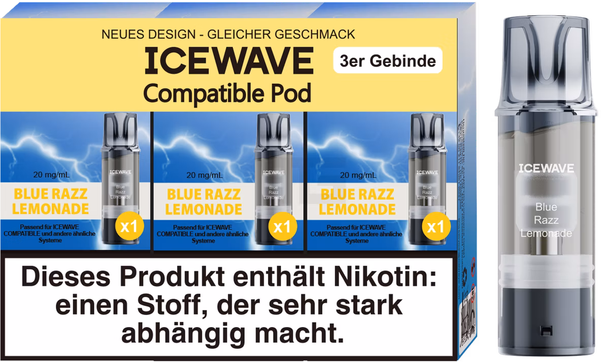 ICEWAVE - Prefilled Pod - 2ml - 3er Pack - Blue Razz Lemonade ICEWAVE - Prefilled Pod - 2ml - 3er Pack - Blue Razz Lemonade