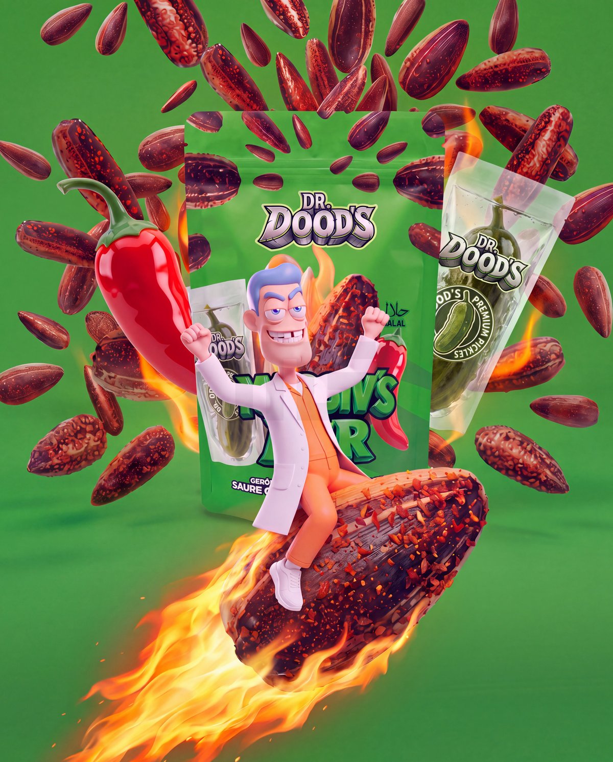 Dr. Doods Massiv`s BSR Sonnenblumenkerne Saure Gurke & Chilli 100g