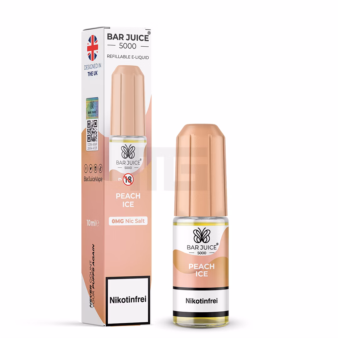 Bar Juice - 5000 - Peach Ice | Inhalt : 10ml | Nikotinsalz-Stärke : 0mg | Paketgröße : 1er Packung