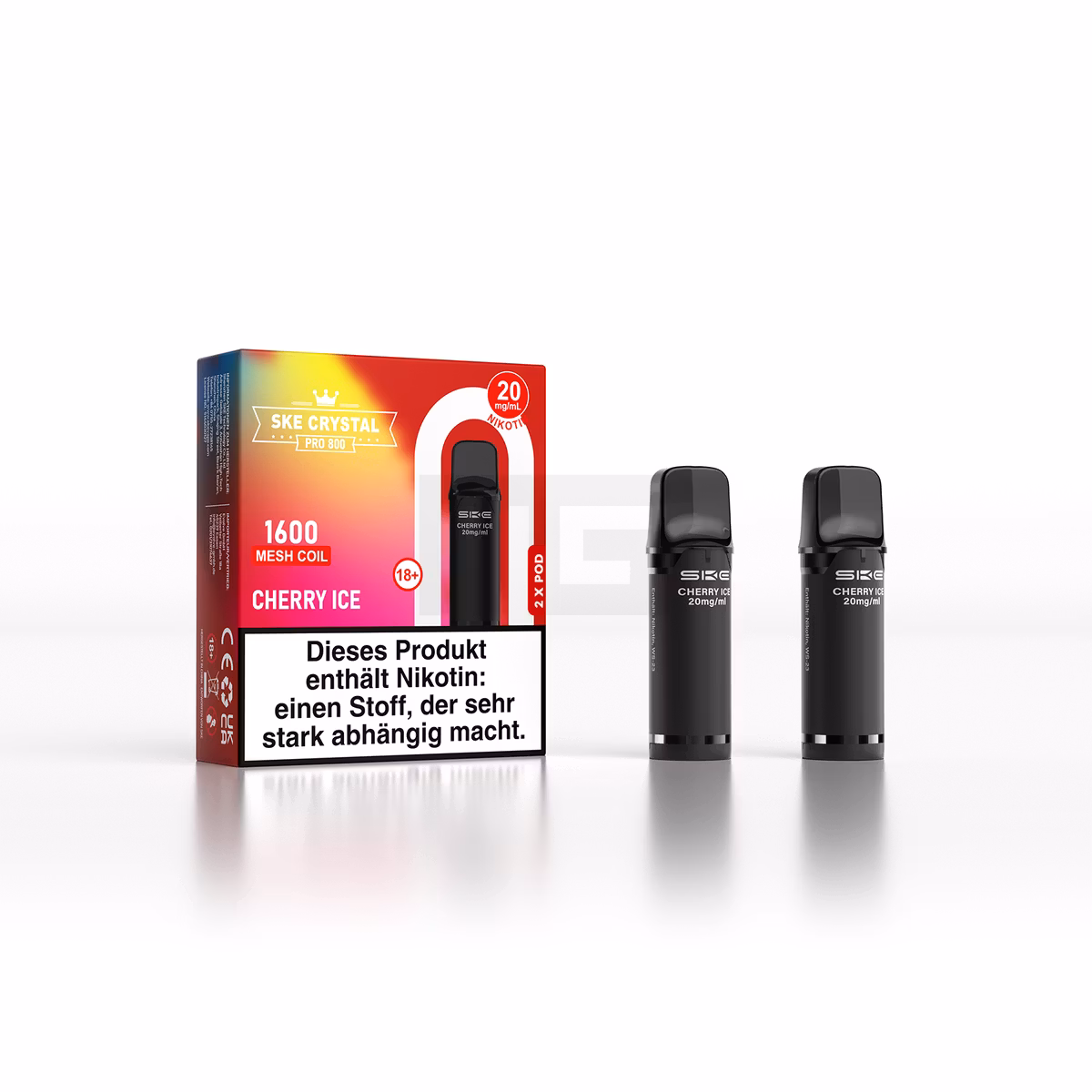 SKE - Crystal 800 Pro - Prefilled Pod - 20mg - 2er Paket - Cherry Ice SKE - Crystal 800 Pro - Prefilled Pod - 20mg - 2er Paket - Cherry Ice