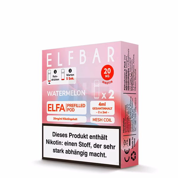Elfbar - ELFA - Prefilled Pod - 2ml - 2er Pack - Watermelon Elfbar - ELFA - Prefilled Pod - 2ml - 2er Pack - Watermelon