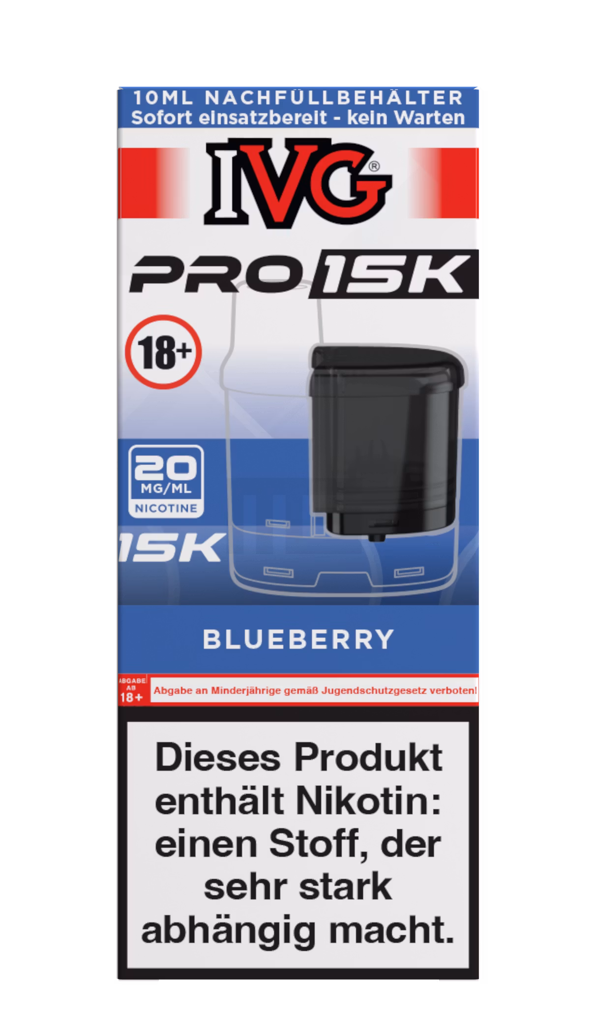 IVG - Pro 15K - 10ml Pod Nachfüllbehälter - Blueberry - 20mg -