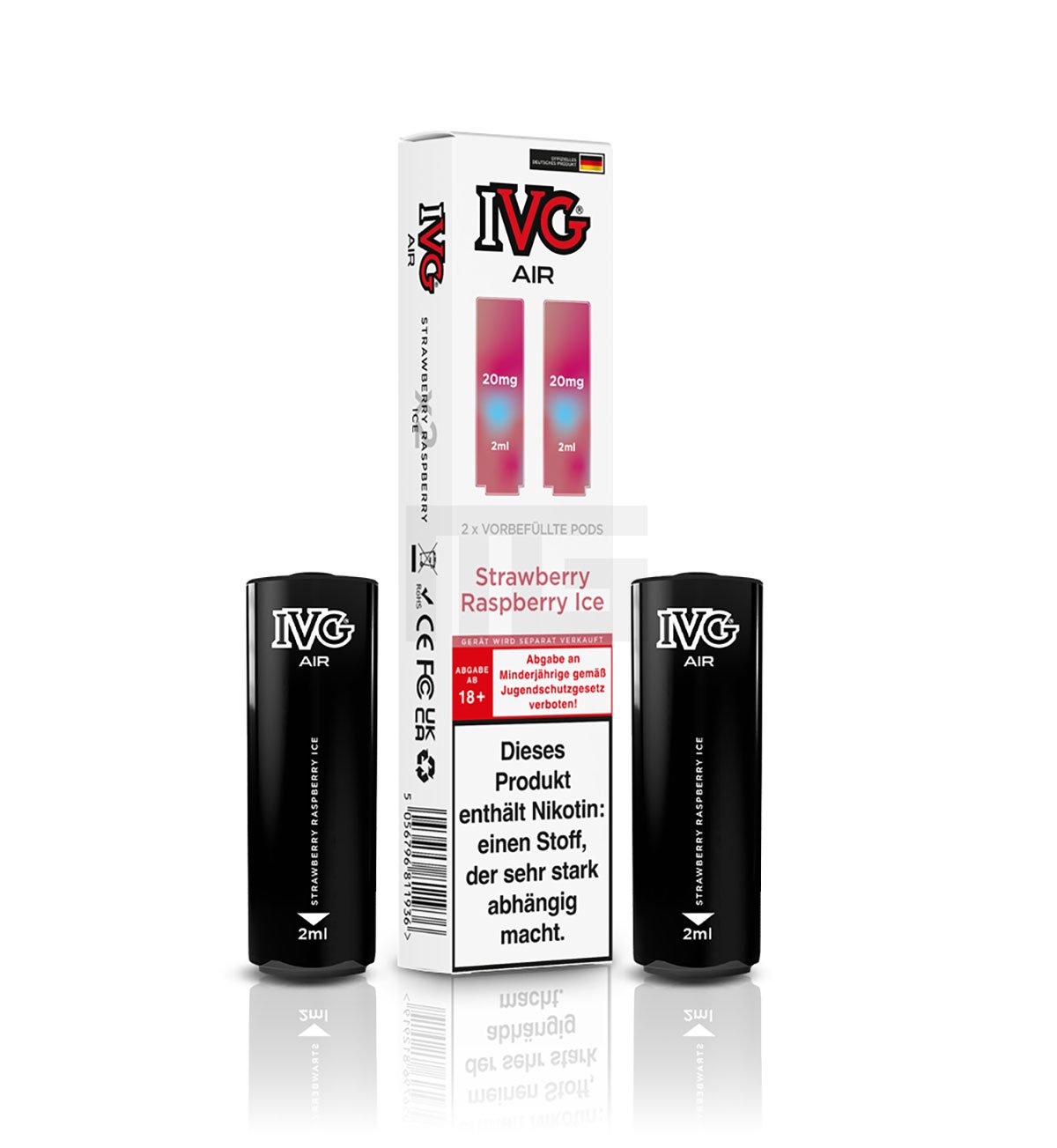 IVG - AIR - Prefilled Pod - 2ml - Strawberry Raspberry Ice | Nikotinsalz-Stärke : 20mg | Paketgröße : 1er Packung IVG - AIR - Prefilled Pod - 2ml - Strawberry Raspberry Ice | Nikotinsalz-Stärke : 20mg | Paketgröße : 1er Packung
