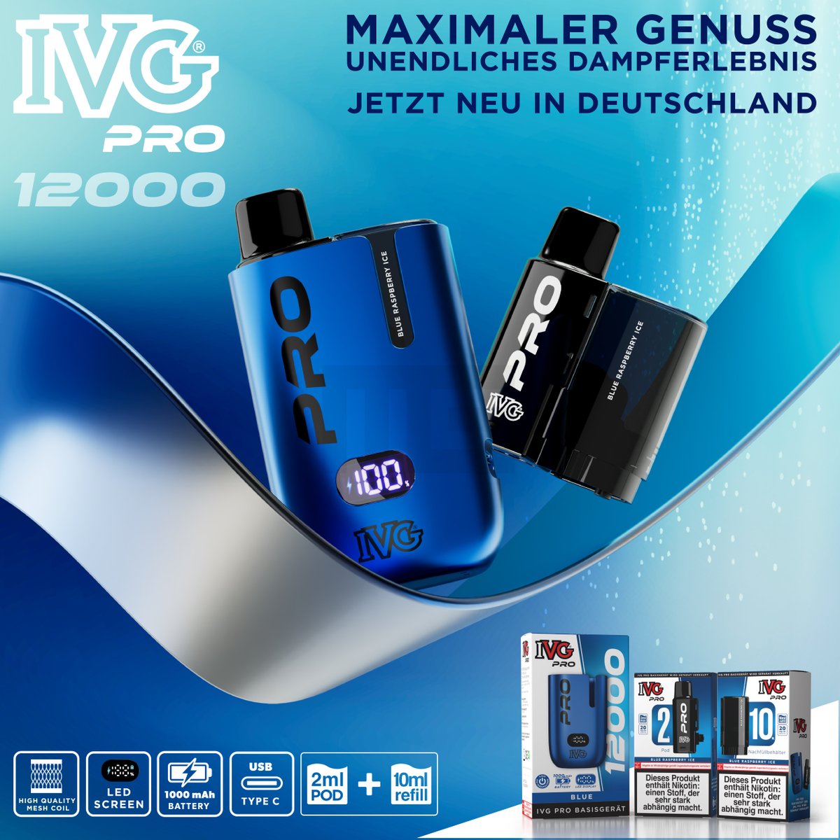 IVG - PRO 12000 - 2ml Pod + 10ml Refill - Lemon Lime