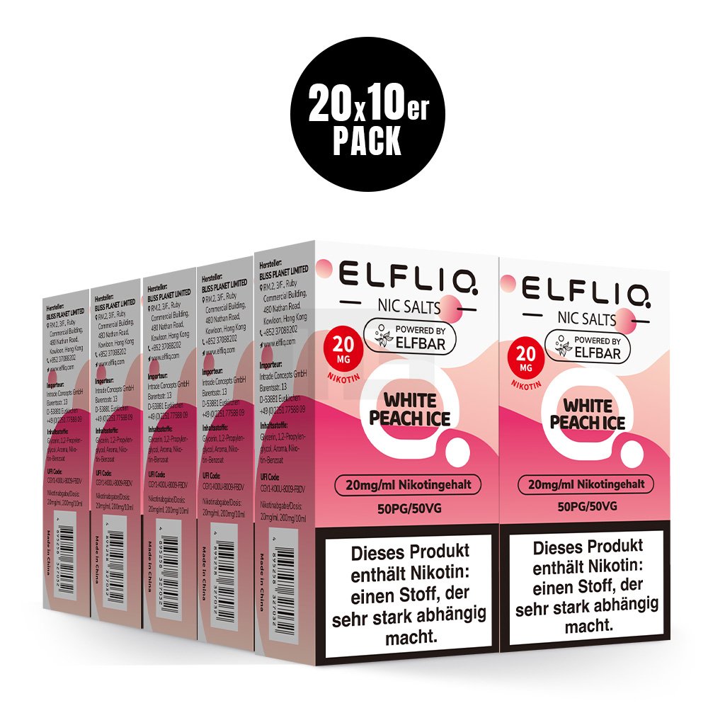 Elfbar - ElfLiq - 10ml - White Peach Ice | Nikotinsalz-Stärke : 20mg