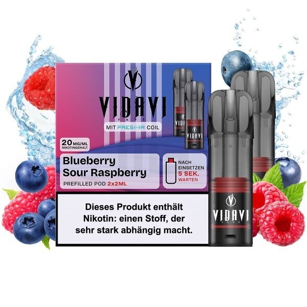 VIDAVI - Prefilled Pod - 2ml - 2er Pack - Blueberry Sour Raspberry VIDAVI - Prefilled Pod - 2ml - 2er Pack - Blueberry Sour Raspberry