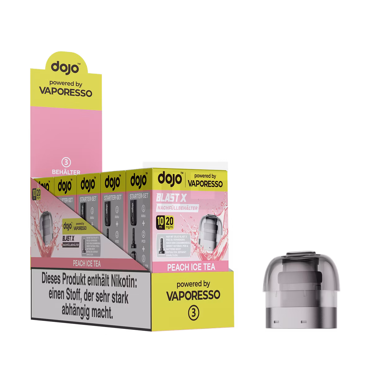 Vaporesso - Dojo Blast X - 10ml Pod Nachfüllbehälter - Peach Ice Tea - 20mg Vaporesso - Dojo Blast X - 10ml Pod Nachfüllbehälter - Peach Ice Tea - 20mg
