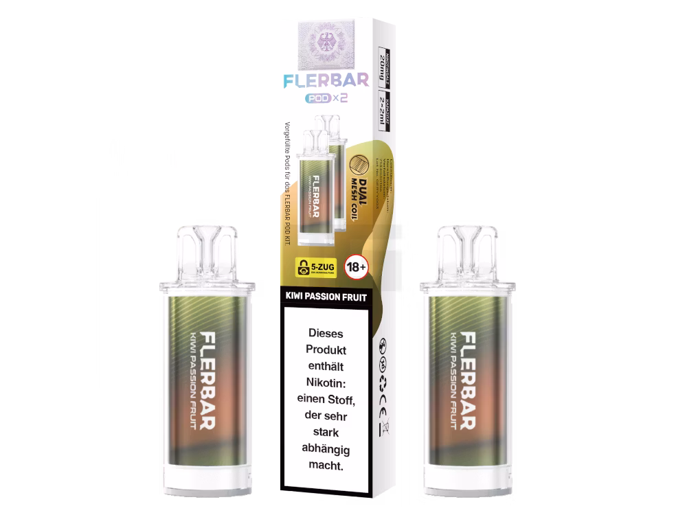 Flerbar - Prefilled Pod - 2ml - 2er Pack - Kiwi Passion Fruit Flerbar - Prefilled Pod - 2ml - 2er Pack - Kiwi Passion Fruit
