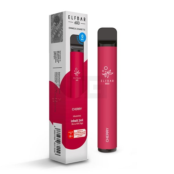Nikotinfrei - Elfbar - 600 Einweg E-Zigarette - Cherry - 0mg