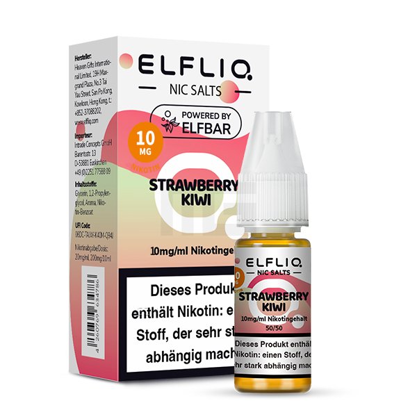Elfbar - ElfLiq - 10ml - Strawberry Kiwi | Nikotinsalz-Stärke : 10mg Elfbar - ElfLiq - 10ml - Strawberry Kiwi | Nikotinsalz-Stärke : 10mg
