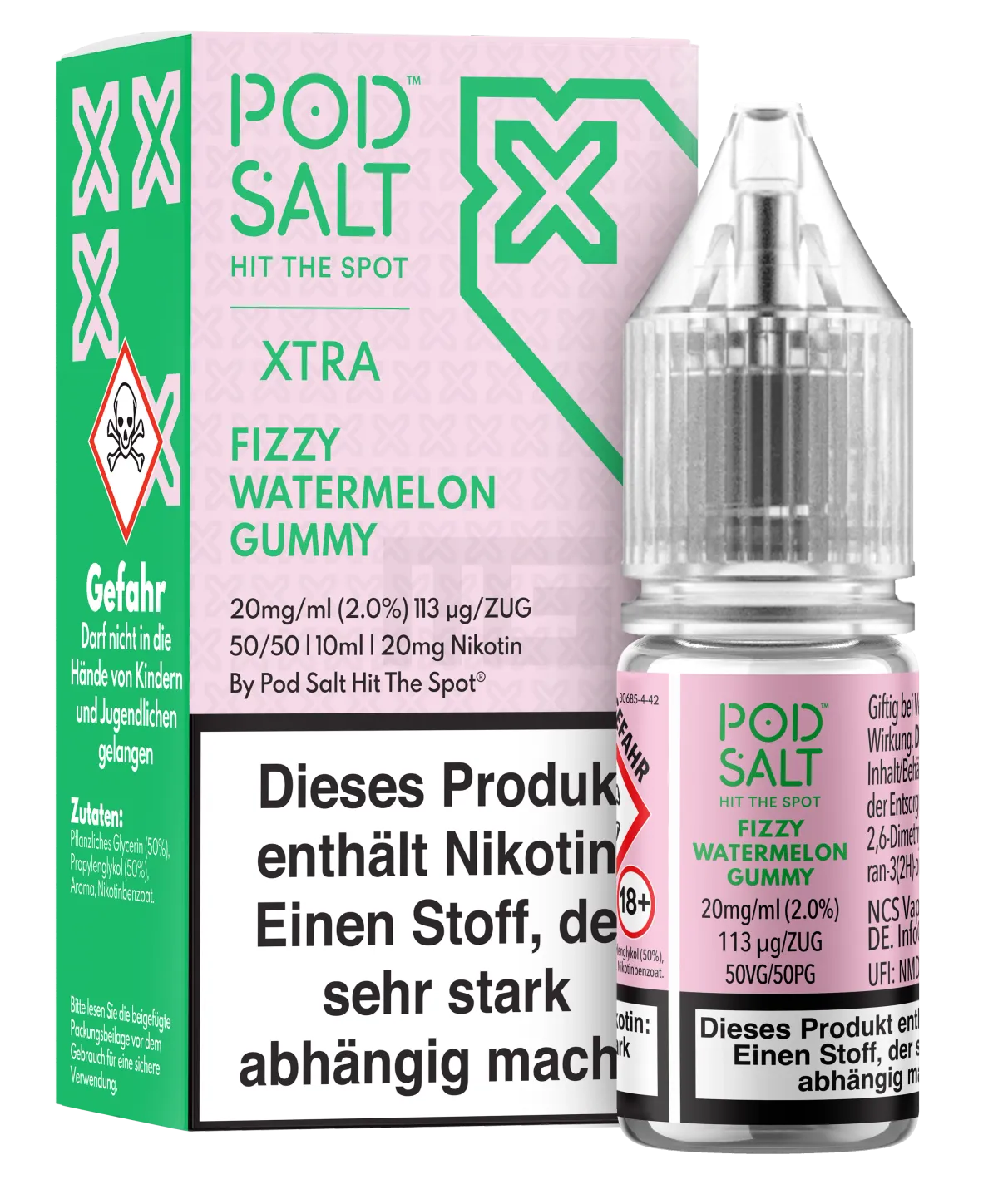Pod Salt - Xtra - Fizzy Watermelon Gummy - Nikotinsalz-Liquid - 10ml - 20mg Pod Salt - Xtra - Fizzy Watermelon Gummy - Nikotinsalz-Liquid - 10ml - 20mg