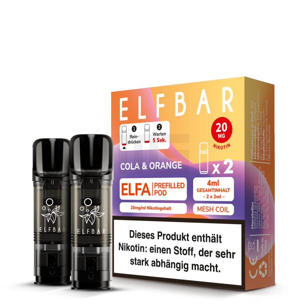 Elfbar - ELFA - Prefilled Pod - 2ml - 2er Pack - Cola & Orange Elfbar - ELFA - Prefilled Pod - 2ml - 2er Pack - Cola & Orange