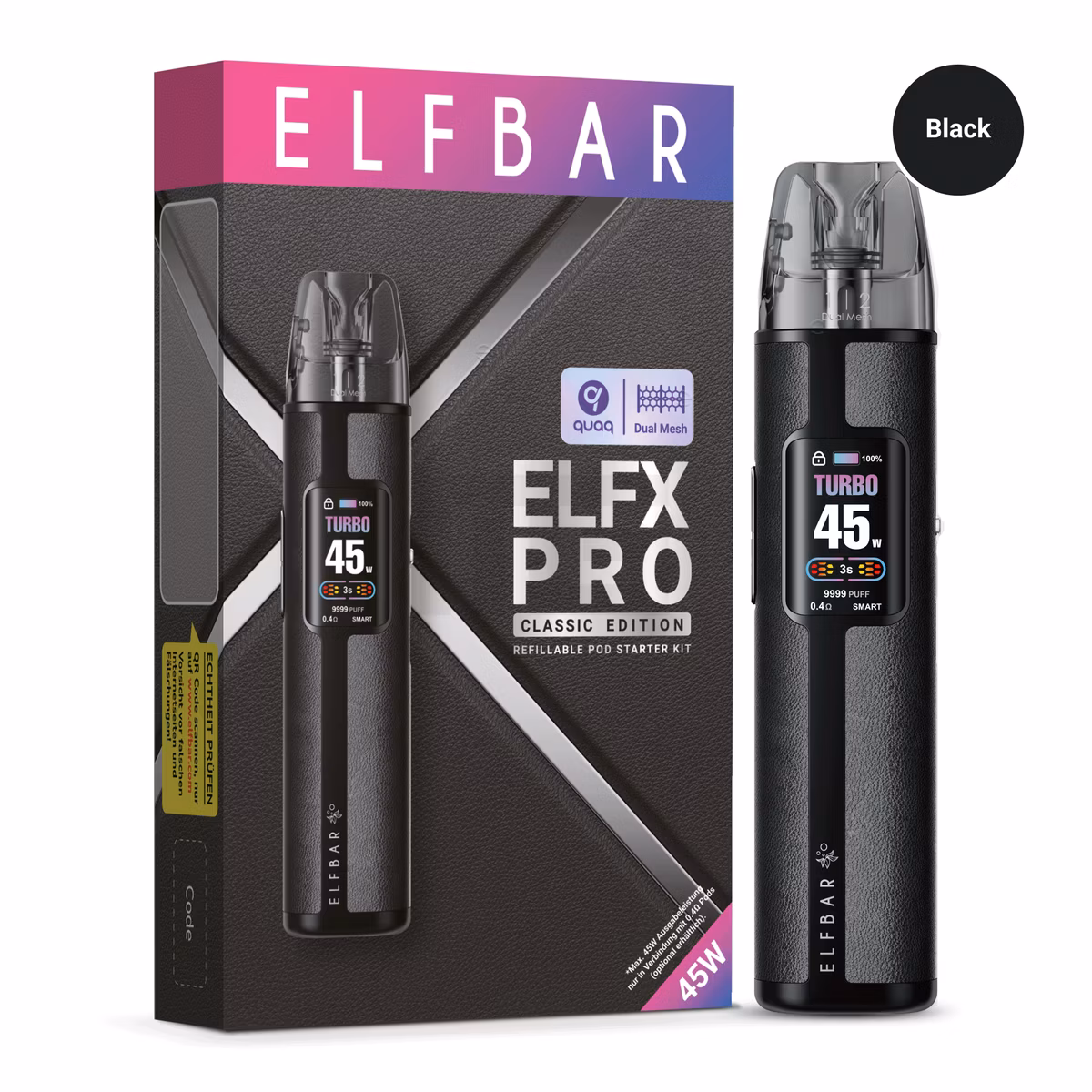 elfbar-elfX-pro-basisgera-t-black-1 Elfbar - ELFX Pro - Pod Kit - CP - Black