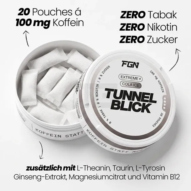 FGN - Tunnelblick - Focus - Koffein Pouches - Blueberry - 75mg FGN - Tunnelblick - Focus - Koffein Pouches - Blueberry - 75mg