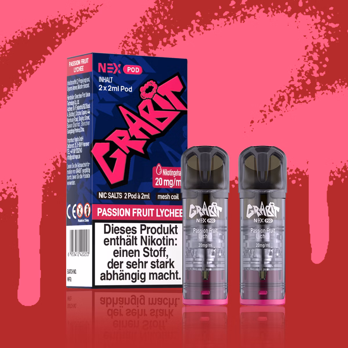 GRABIT - Nex - Prefilled Pod - 2ml - 2er Pack - Passion Fruit Lychee