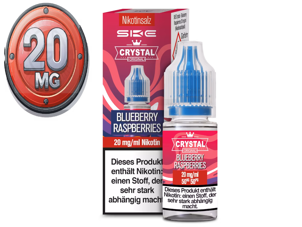 ske-crystal-liquid-blueberry-raspberries-10ml-20mg SKE - Crystal Liquid - Blueberry Raspberries - Nikotinsalz Liquid - 10ml - 20mg