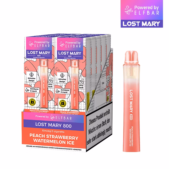 Lost Mary - LM800 - Einweg E-Zigarette - Peach Strawberry Watermelon Ice - 20mg