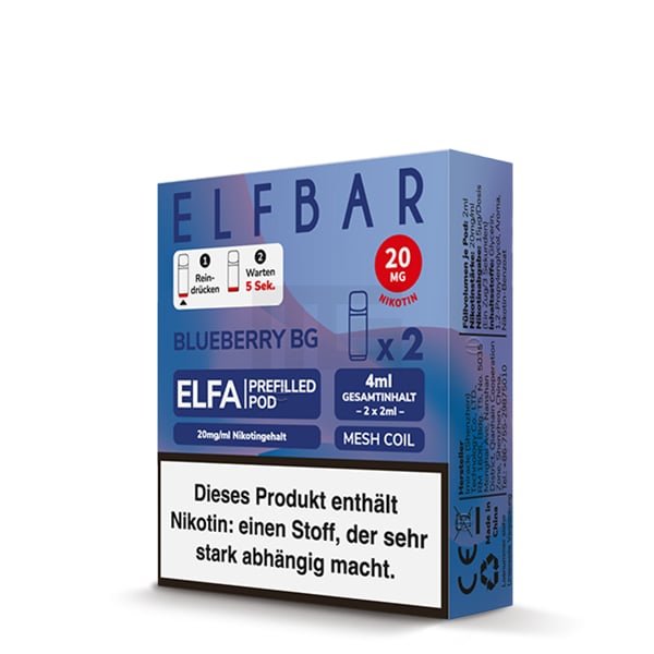 Elfbar - ELFA - Prefilled Pod - 2ml - 2er Pack - Blueberry BG