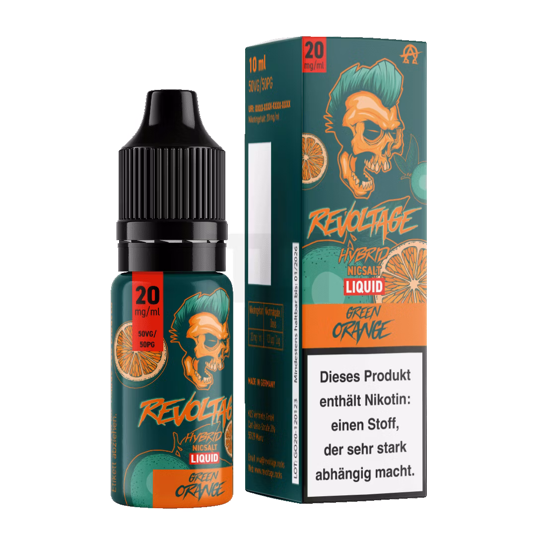 Revoltage - Hybrid Nikotinsalz Liquid - 10ml - Green Orange - 20mg Revoltage - Hybrid Nikotinsalz Liquid - 10ml - Green Orange - 20mg