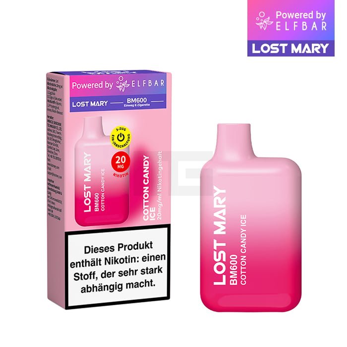 Lost Mary - BM600 - Einweg E-Zigarette - Cotton Candy Ice - 20mg - 1er Packung Lost Mary - BM600 - Einweg E-Zigarette - Cotton Candy Ice - 20mg - 1er Packung