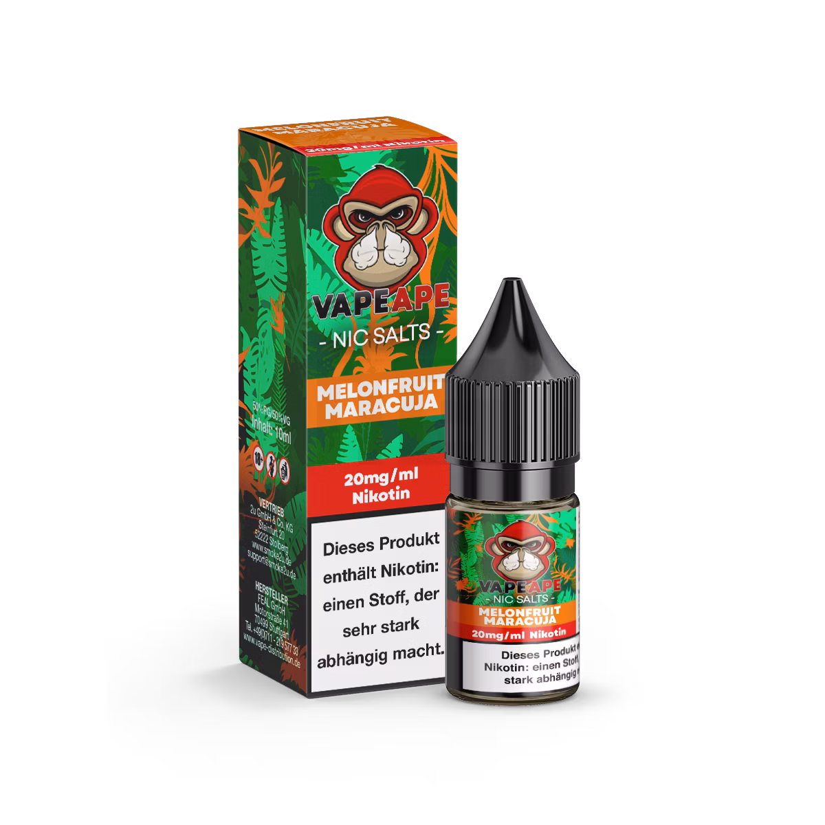 VapeApe - Nikotinsalz-Liquid - 10ml - Melonfruit Maracuja | Nikotinsalz-Stärke : 20mg VapeApe - Nikotinsalz-Liquid - 10ml - Melonfruit Maracuja | Nikotinsalz-Stärke : 20mg