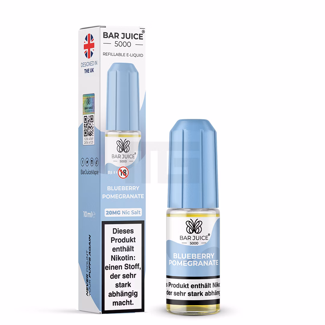 Bar Juice - 5000 - Blueberry Pomegranate | Inhalt : 10ml | Nikotinsalz-Stärke : 20mg | Paketgröße : 1er Packung Bar Juice - 5000 - Blueberry Pomegranate | Inhalt : 10ml | Nikotinsalz-Stärke : 20mg | Paketgröße : 1er Packung
