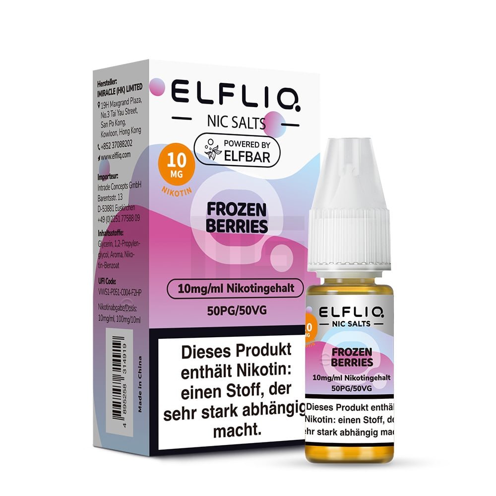 Elfbar - ElfLiq - 10ml - Frozen Berries | Nikotinsalz-Stärke : 10mg Elfbar - ElfLiq - 10ml - Frozen Berries | Nikotinsalz-Stärke : 10mg