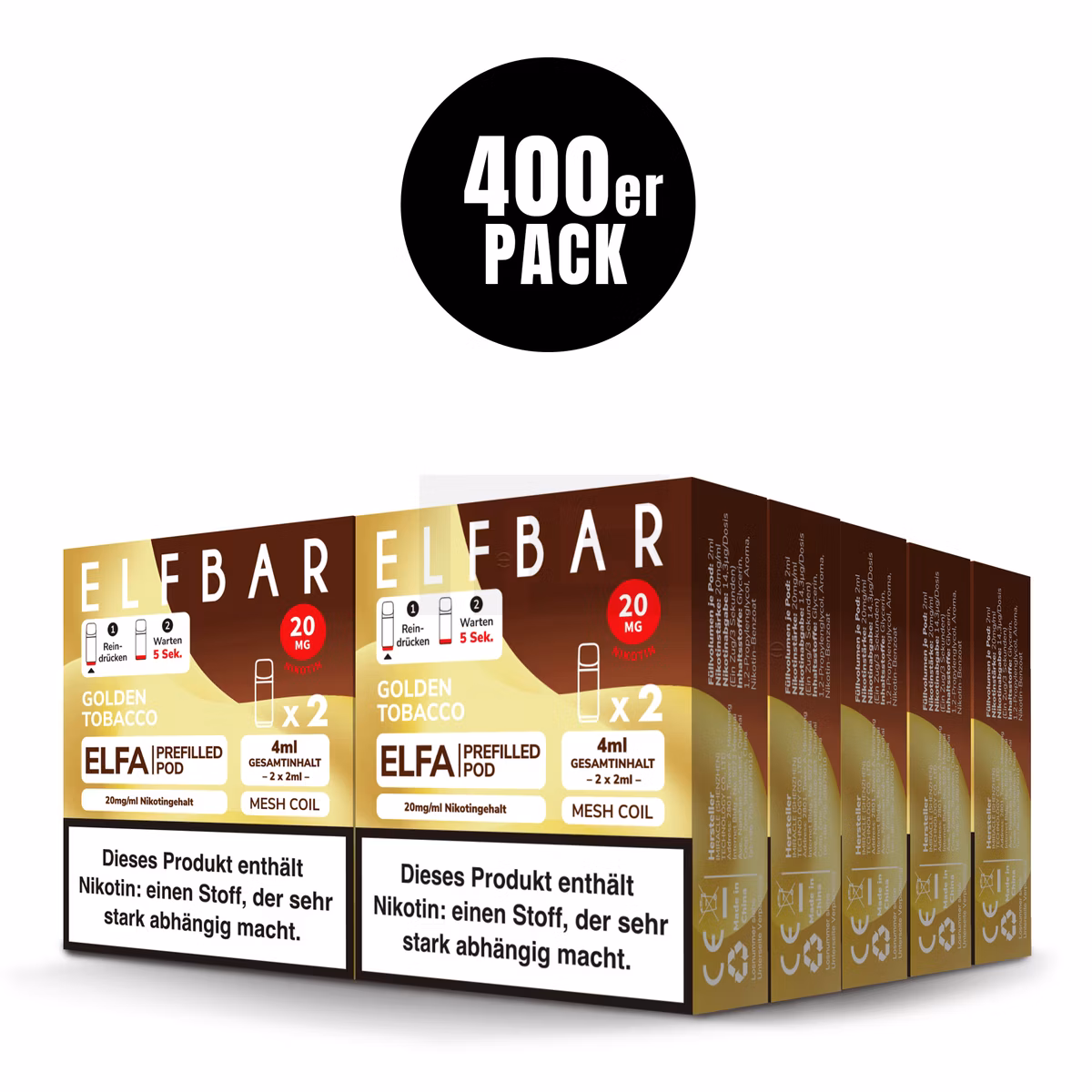 Elfbar - ELFA - Prefilled Pod - 2ml - 2er Pack - Golden Tobacco