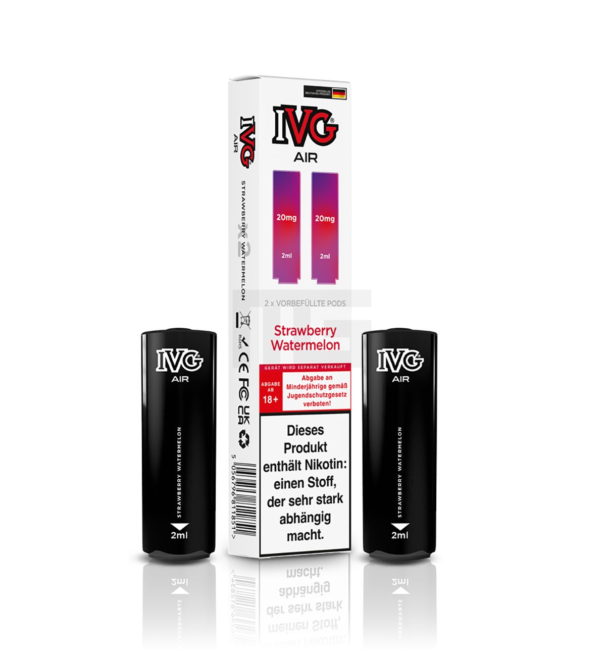 IVG - AIR - Prefilled Pod - 2ml - Strawberry Watermelon | Nikotinsalz-Stärke : 20mg | Paketgröße : 1er Packung IVG - AIR - Prefilled Pod - 2ml - Strawberry Watermelon | Nikotinsalz-Stärke : 20mg | Paketgröße : 1er Packung