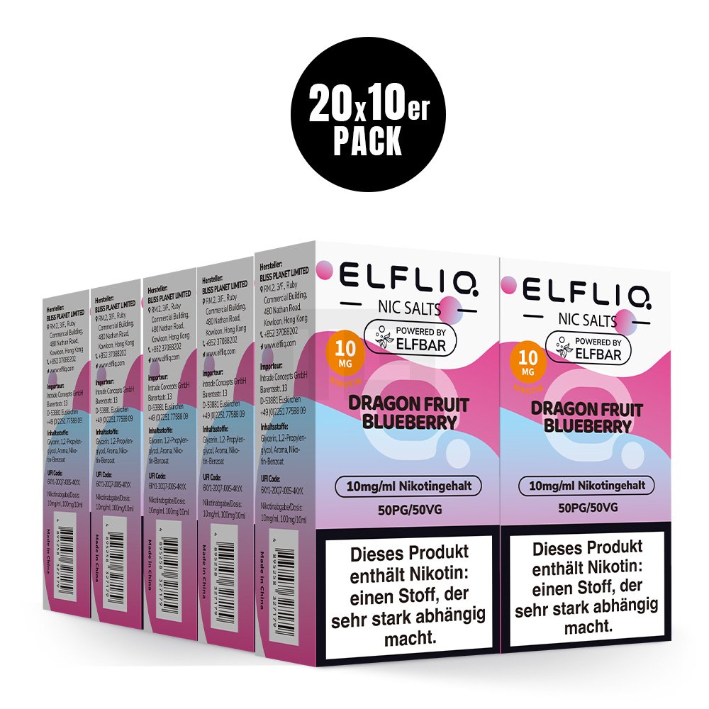 Elfbar - ElfLiq - 10ml - Dragon Fruit Blueberry | Nikotinsalz-Stärke : 10mg