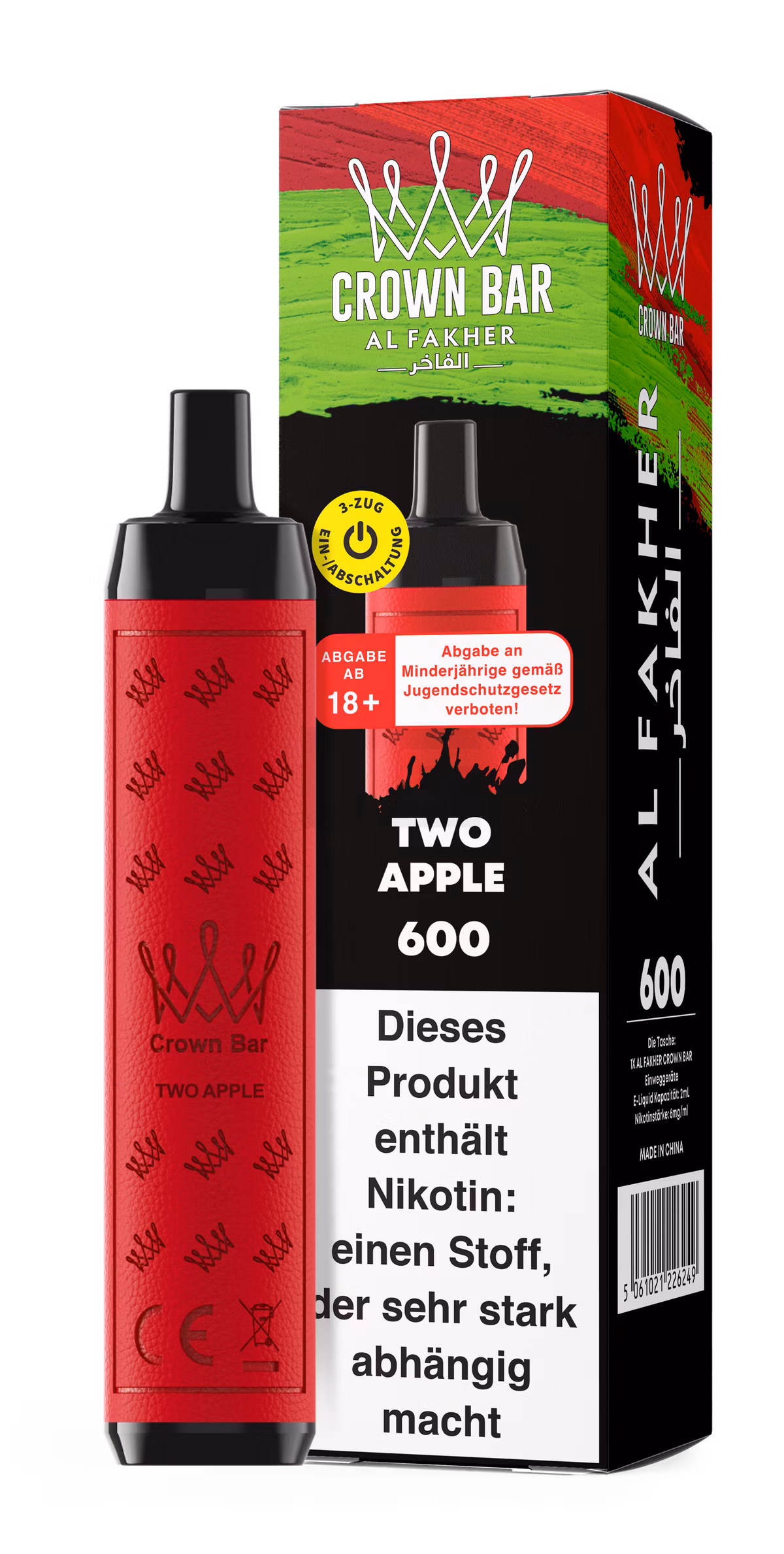 Al Fakher - Crown Bar - Einweg E-Zigarette - 2ml - 20mg - CP - Two Apple Al Fakher - Crown Bar - Einweg E-Zigarette - 2ml - 20mg - CP - Two Apple