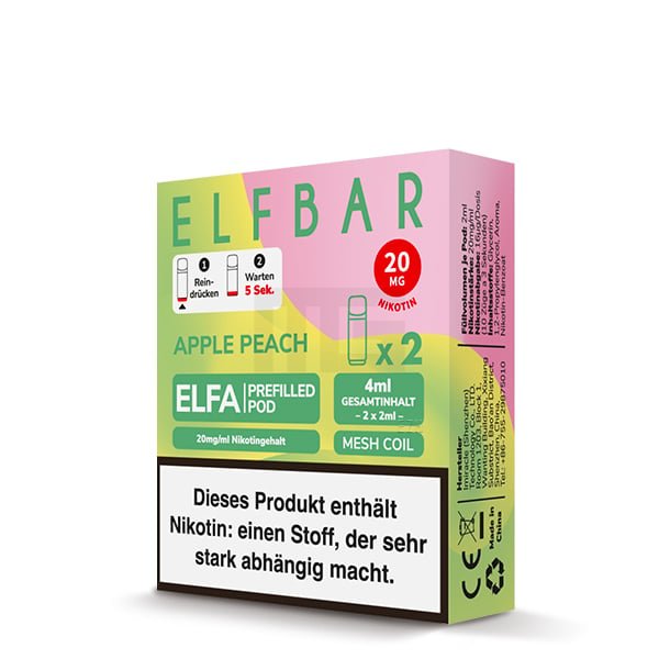 Elfbar - ELFA - Prefilled Pod - 2ml - 2er Pack - Apple Peach Elfbar - ELFA - Prefilled Pod - 2ml - 2er Pack - Apple Peach
