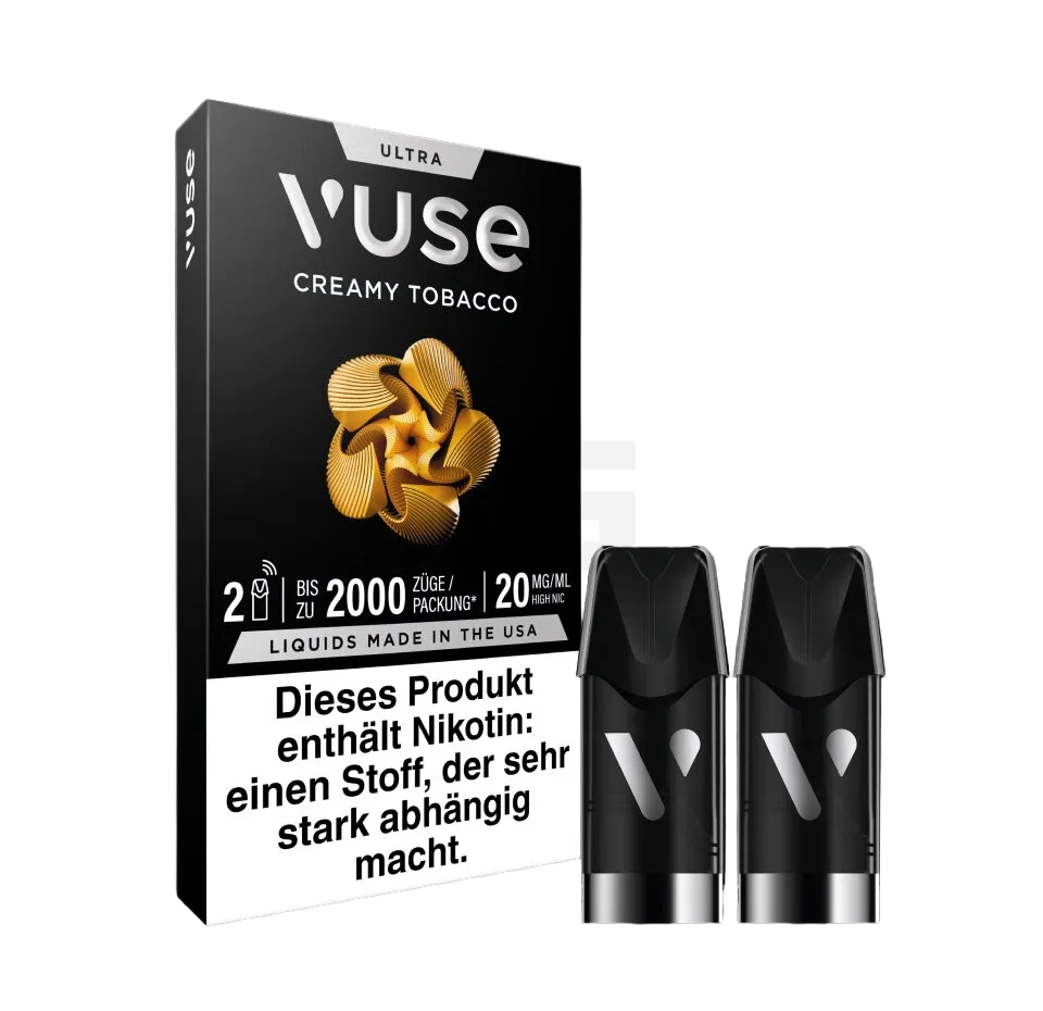 Vuse - Ultra - Prefilled Pods - Creamy Tobacco | Nikotinsalz-Stärke : 20mg Vuse - Ultra - Prefilled Pods - Creamy Tobacco | Nikotinsalz-Stärke : 20mg