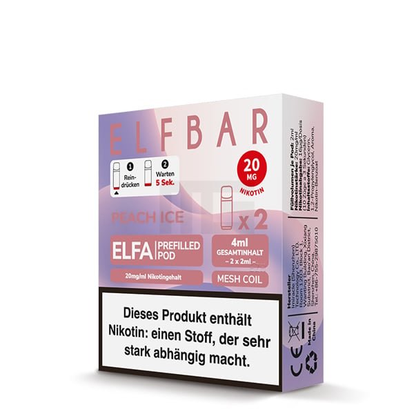 Elfbar - ELFA - Prefilled Pod - 2ml - 2er Pack - Peach Ice Elfbar - ELFA - Prefilled Pod - 2ml - 2er Pack - Peach Ice