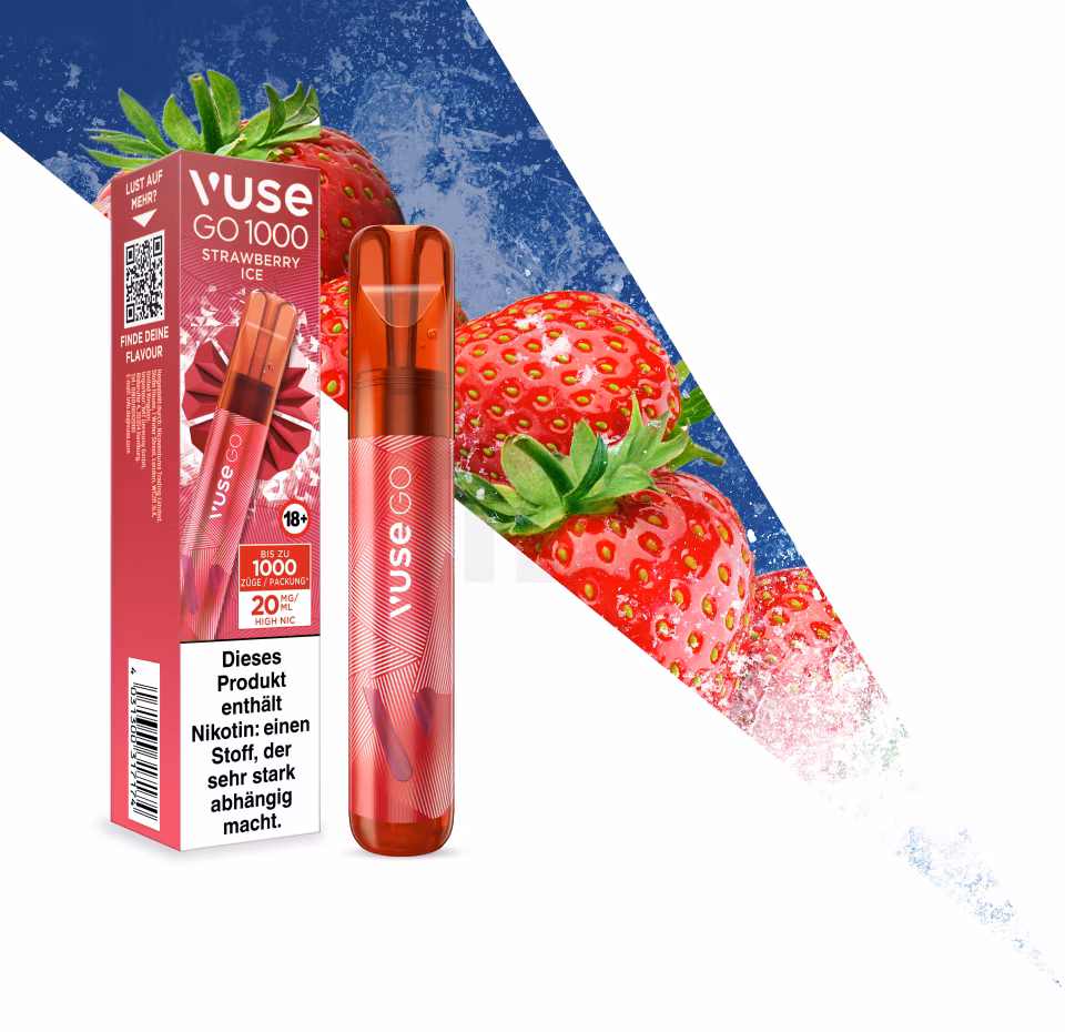 Vuse - Go 1000 - Einweg E-Zigarette - Strawberry Ice | Nikotinsalz-Stärke : 0mg