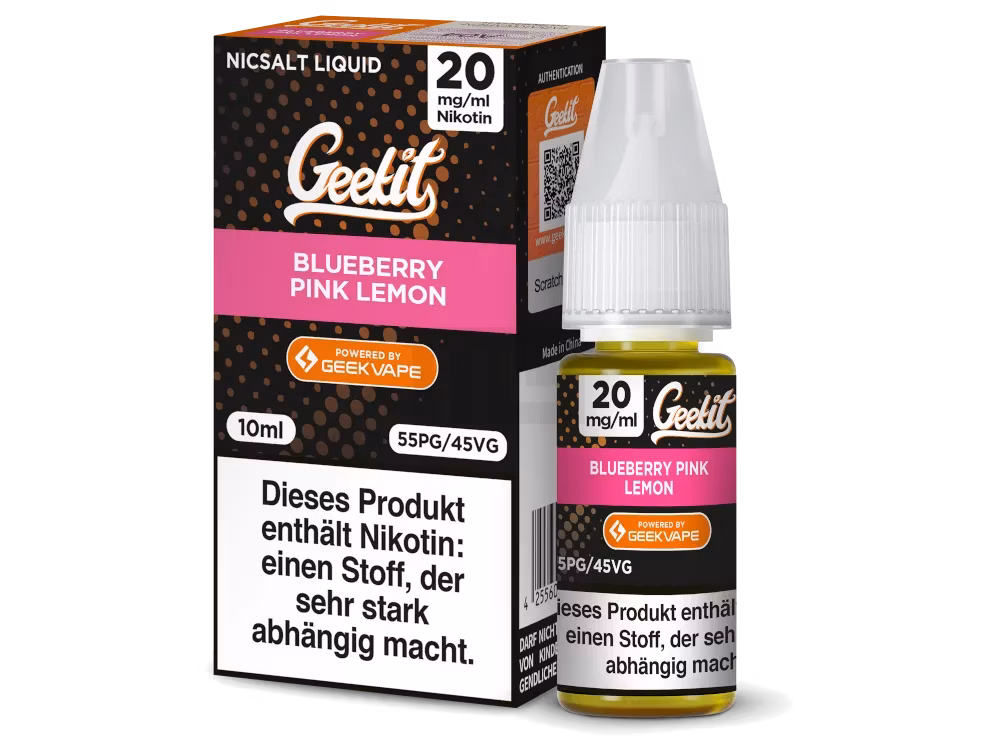 GeekVape - Geekit - Nikotinsalz Liquid - Blueberry Pink Lemon | Inhalt : 10ml | Nikotinsalz-Stärke : 20mg | Paketgröße : 1er Packung GeekVape - Geekit - Nikotinsalz Liquid - Blueberry Pink Lemon | Inhalt : 10ml | Nikotinsalz-Stärke : 20mg | Paketgröße : 1er Packung