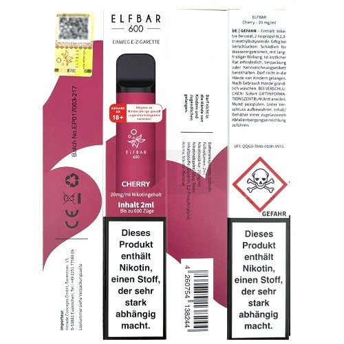 Elf Bar 600 Einweg E-Zigarette - Cherry - 20mg