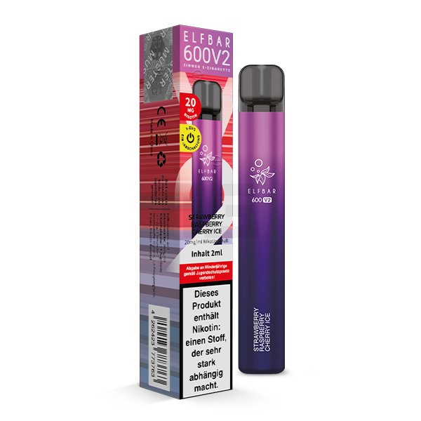 Elf Bar 600 V2 - Einweg E-Zigarette - Strawberry Raspberry Cherry Ice - 20mg