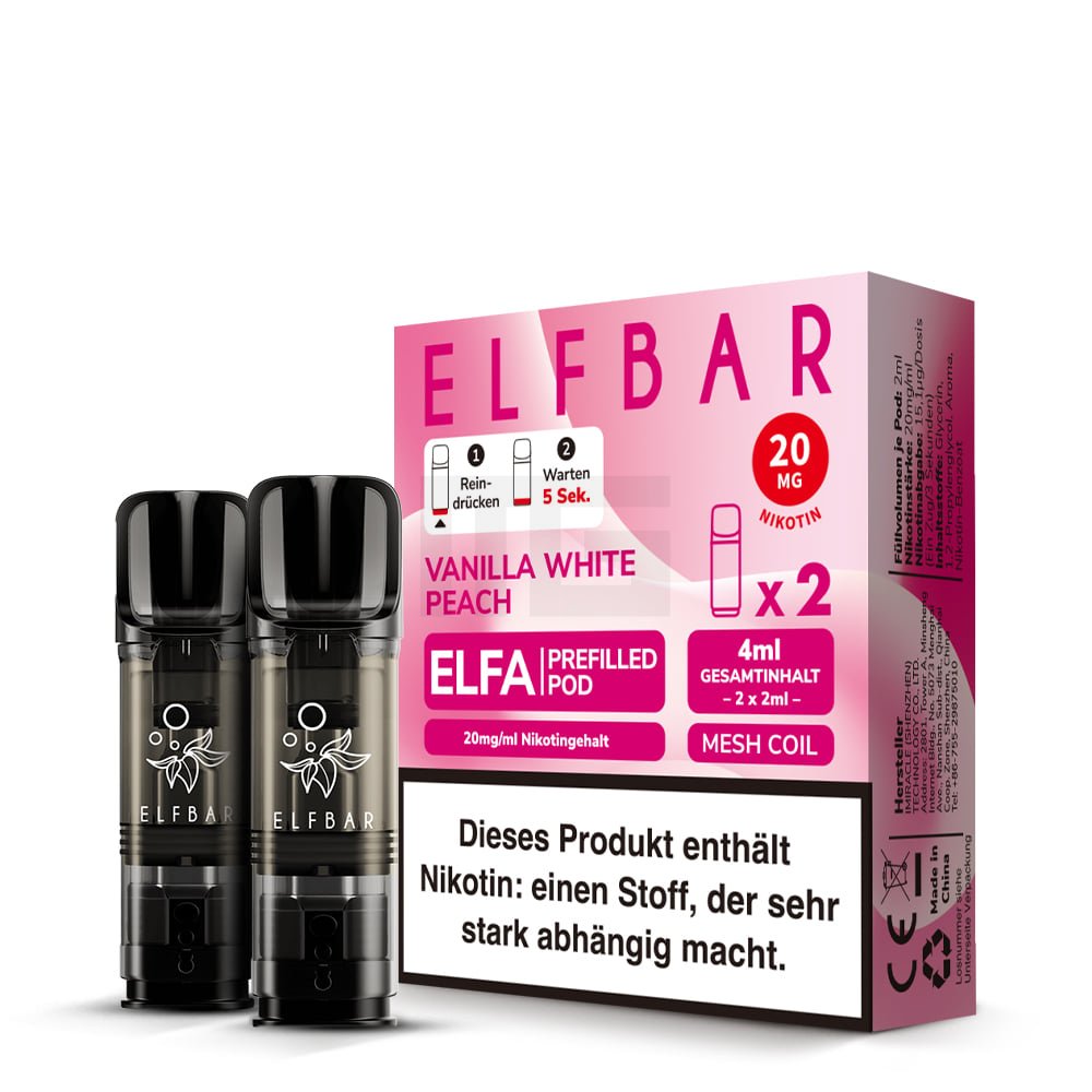 Elfbar - ELFA - Prefilled Pod - 2ml - 2er Pack - Vanilla White Peach