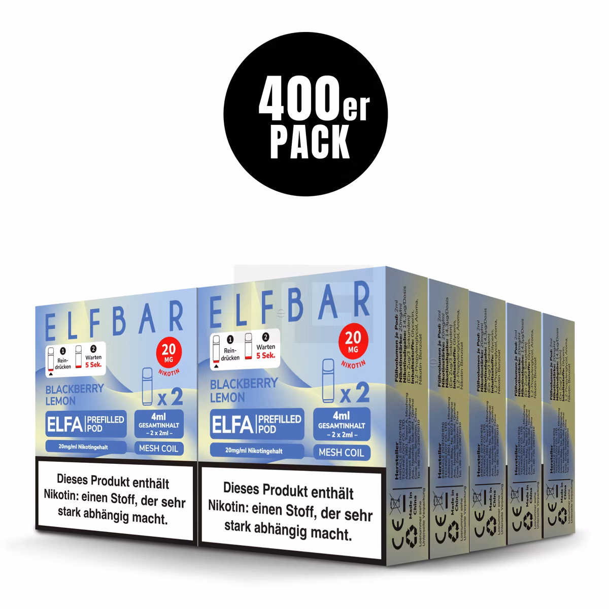 Elfbar - ELFA - Prefilled Pod - 2ml - 2er Pack - Blackberry Lemon Elfbar - ELFA - Prefilled Pod - 2ml - 2er Pack - Blackberry Lemon
