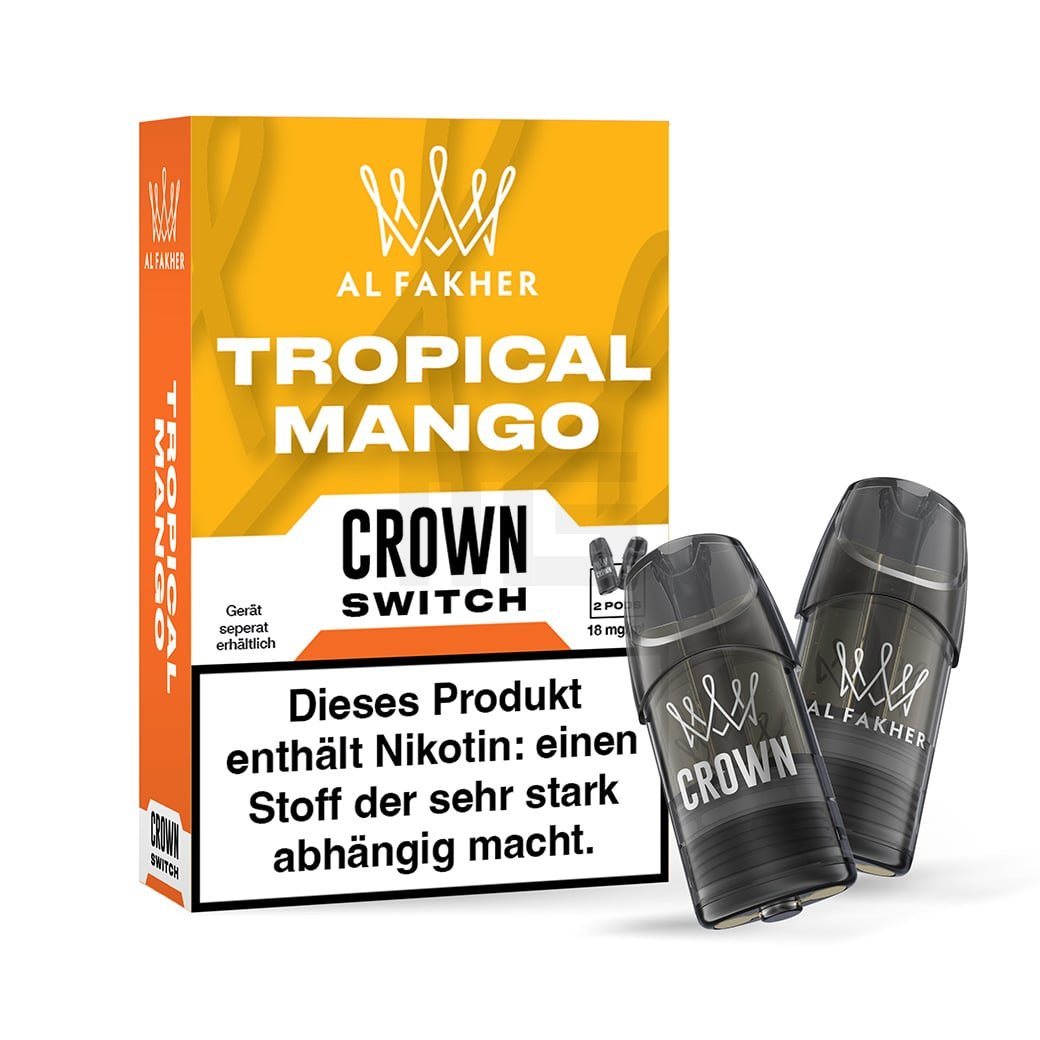 Al Fakher - Crown Switch - Prefilled Pods - 2er Pack - Tropical Mango | Paketgröße : 1er Packung